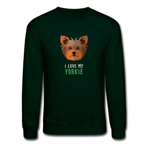 I love my Yorkie Crewneck Sweatshirt-Unisex Crewneck Sweatshirt | Gildan 18000-I love Veterinary