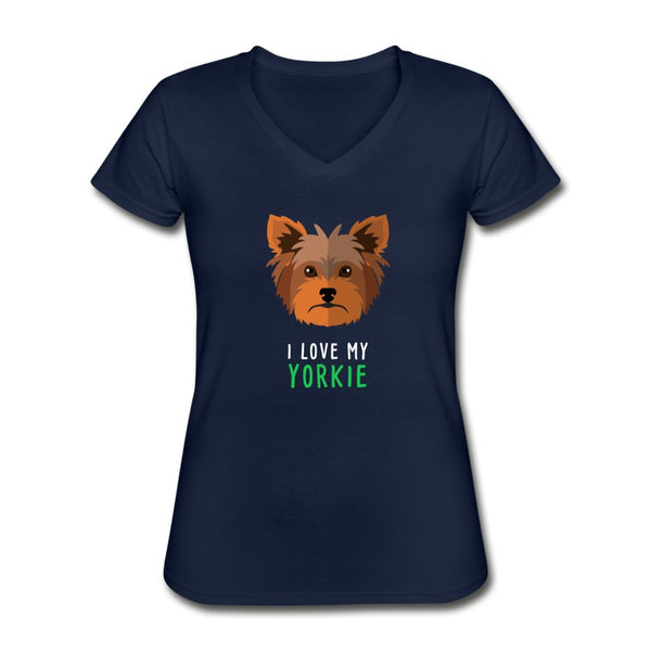 I love my Yorkie Women's V-Neck T-Shirt-Women's V-Neck T-Shirt | Fruit of the Loom L39VR-I love Veterinary