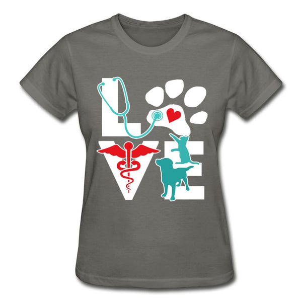 I Love Veterinary Dog and Cat Gildan Ultra Cotton Ladies T-Shirt-Gildan Ultra Cotton Ladies T-Shirt-I love Veterinary