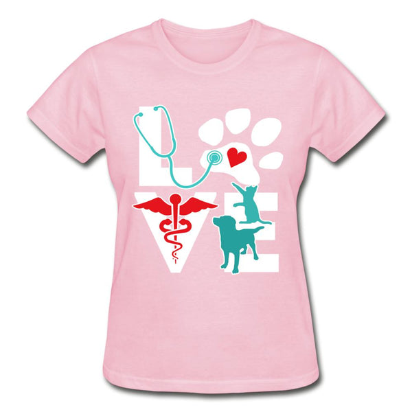 I Love Veterinary Dog and Cat Gildan Ultra Cotton Ladies T-Shirt-Gildan Ultra Cotton Ladies T-Shirt-I love Veterinary