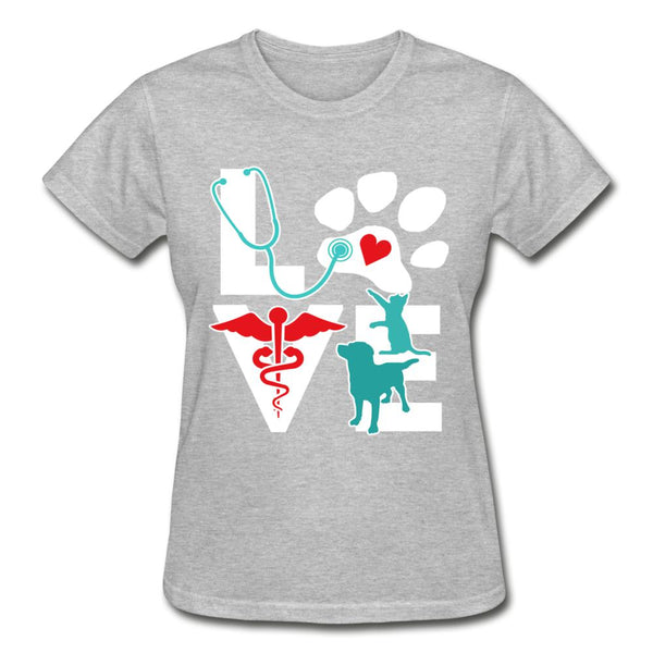 I Love Veterinary Dog and Cat Gildan Ultra Cotton Ladies T-Shirt-Ultra Cotton Ladies T-Shirt | Gildan G200L-I love Veterinary