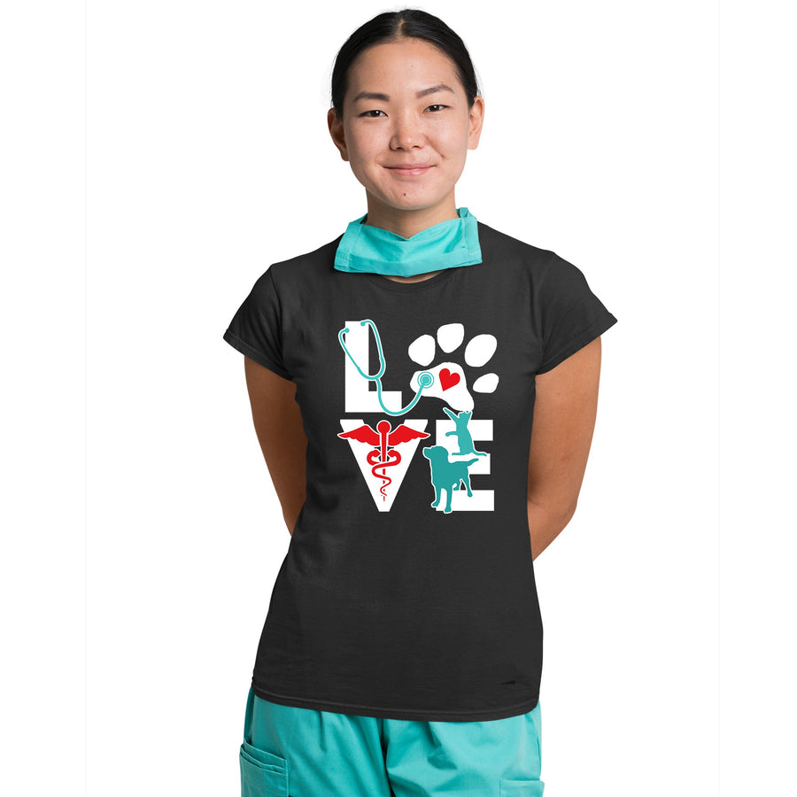 I Love Veterinary Dog and Cat Gildan Ultra Cotton Ladies T-Shirt-Ultra Cotton Ladies T-Shirt | Gildan G200L-I love Veterinary