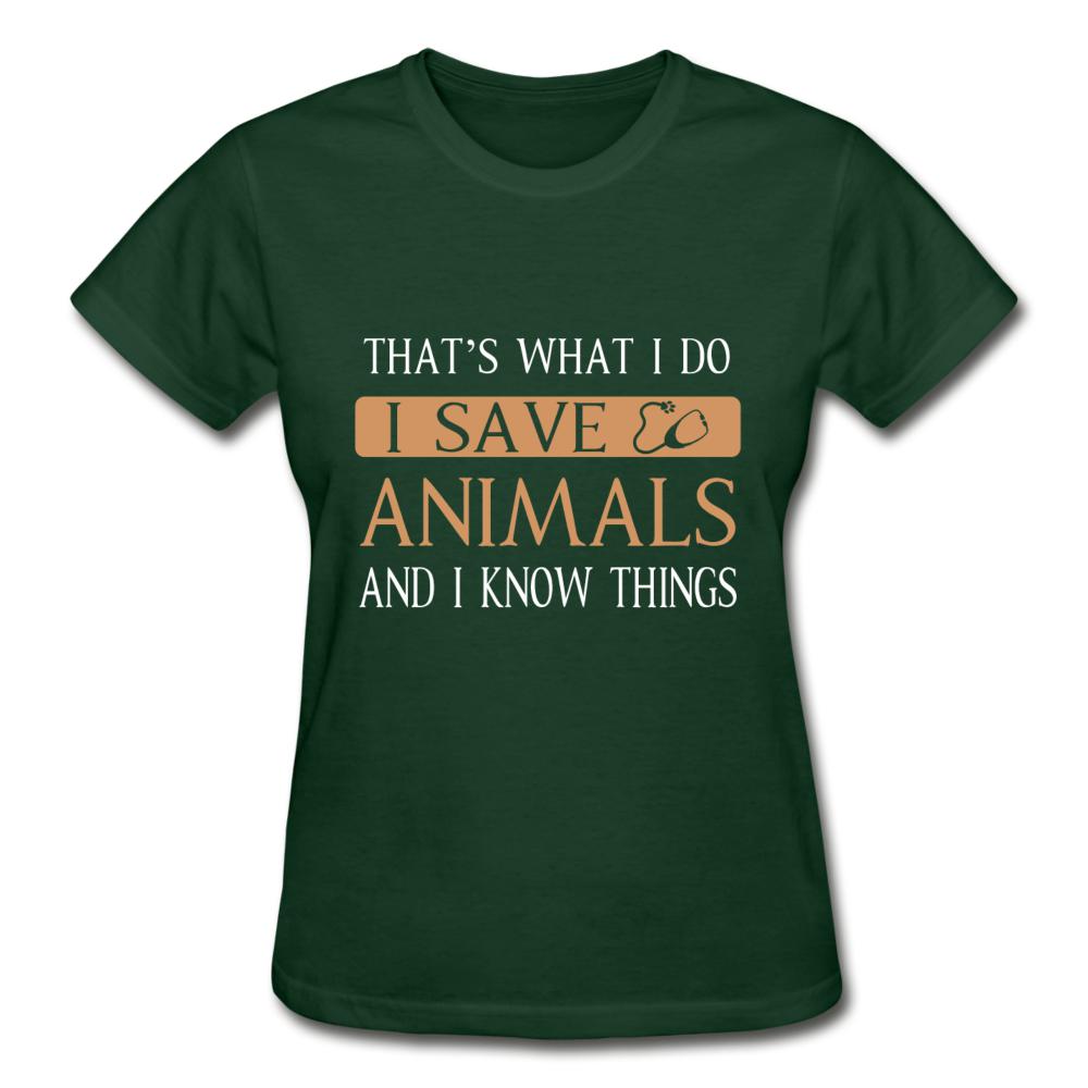 I Save Animals and I Know Things Gildan Ultra Cotton Ladies T-Shirt-Ultra Cotton Ladies T-Shirt | Gildan G200L-I love Veterinary