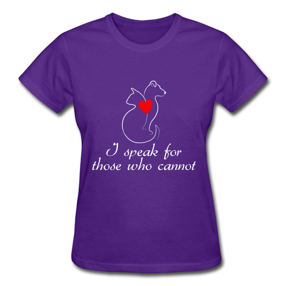 I speak for those who cannot Gildan Ultra Cotton Ladies T-Shirt-Ultra Cotton Ladies T-Shirt | Gildan G200L-I love Veterinary