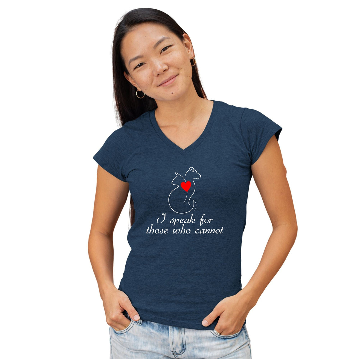 I speak for those who cannot V-neck T-shirt-Women's V-Neck T-Shirt | Fruit of the Loom L39VR-I love Veterinary