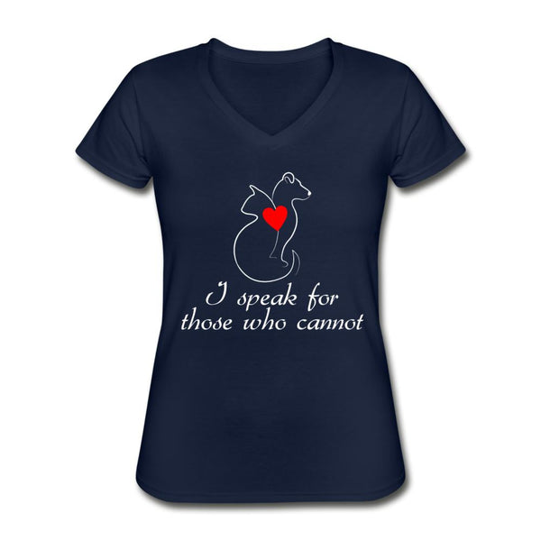 I speak for those who cannot V-neck T-shirt-Women's V-Neck T-Shirt | Fruit of the Loom L39VR-I love Veterinary