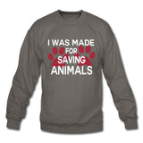 I was made for saving animals Crewneck Sweatshirt-Unisex Crewneck Sweatshirt | Gildan 18000-I love Veterinary