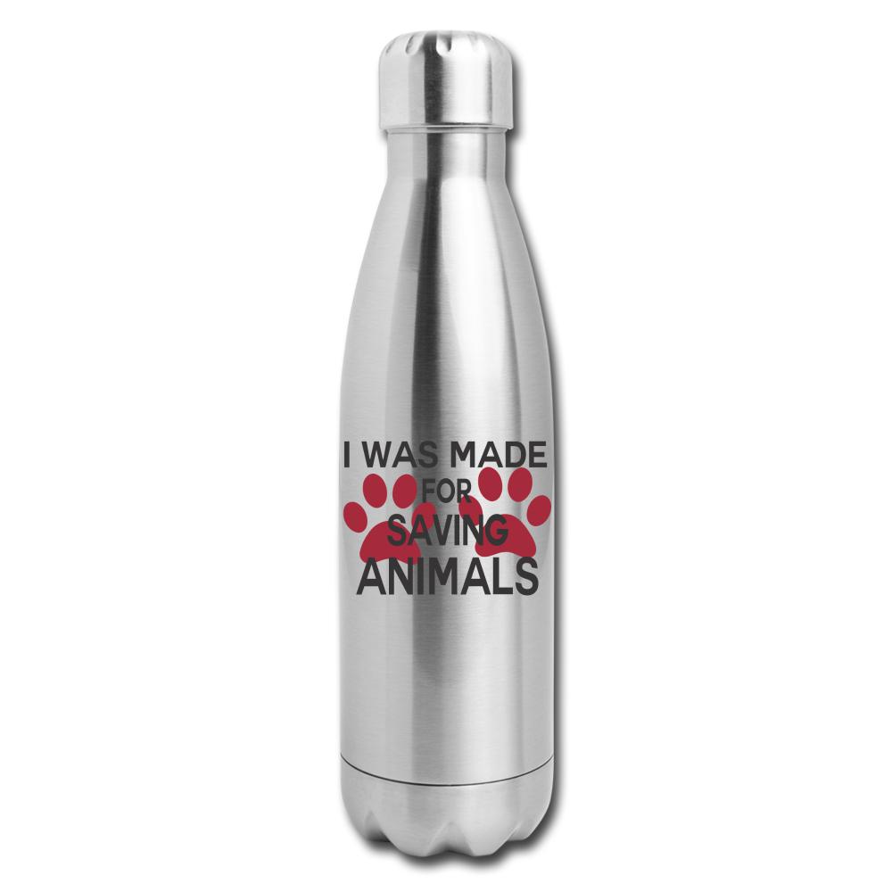 I was made for saving animals Insulated Stainless Steel Water Bottle-Insulated Stainless Steel Water Bottle | DyeTrans-I love Veterinary