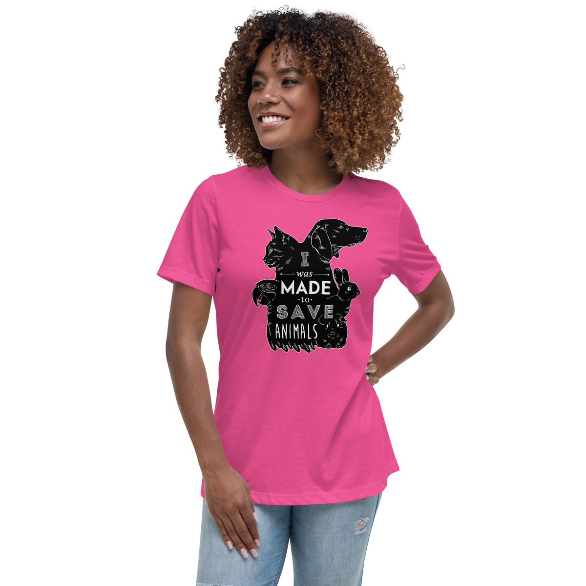I was made to save animals Women's Relaxed T-shirt-Women's Relaxed T-shirt | Bella + Canvas 6400-I love Veterinary