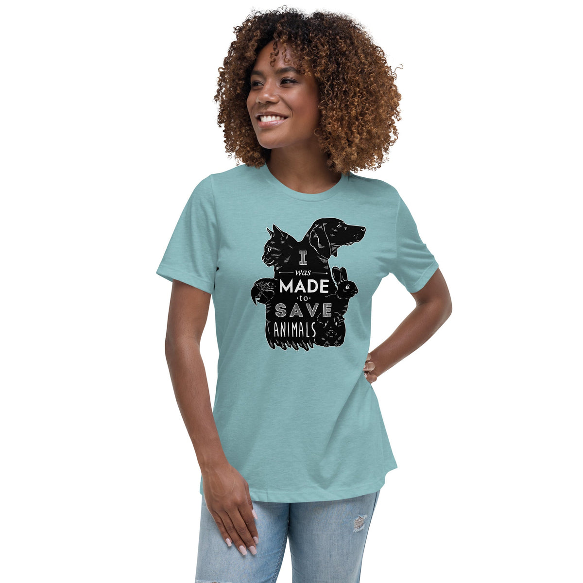 I was made to save animals Women's Relaxed T-shirt-Women's Relaxed T-shirt | Bella + Canvas 6400-I love Veterinary