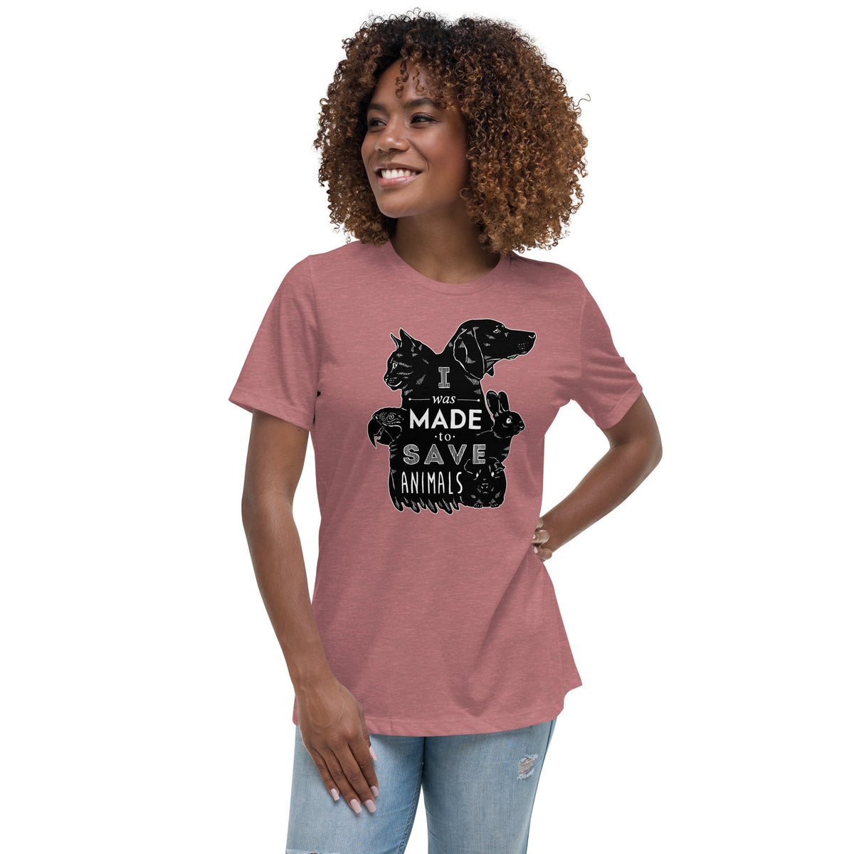 I was made to save animals Women's Relaxed T-shirt-Women's Relaxed T-shirt | Bella + Canvas 6400-I love Veterinary