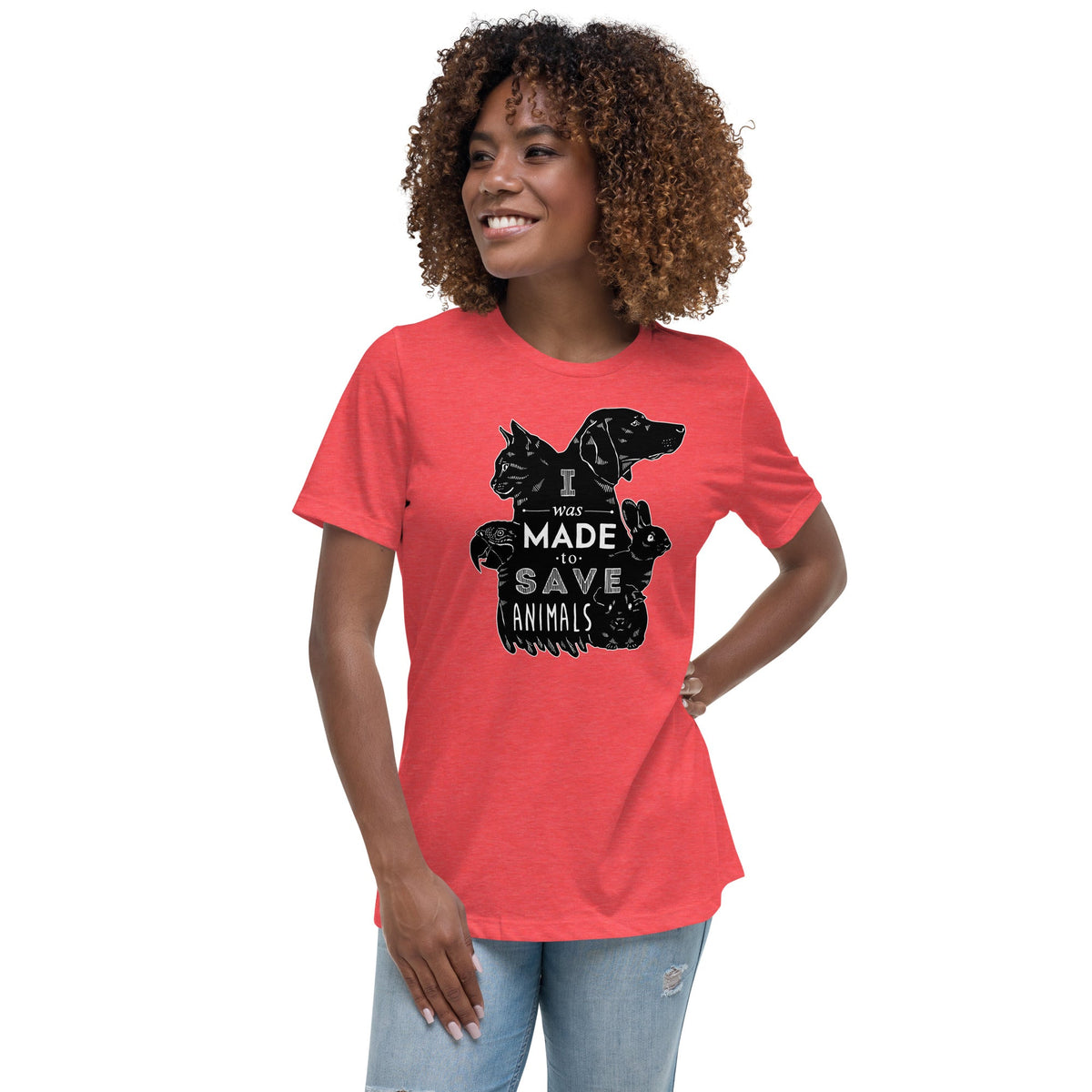 I was made to save animals Women's Relaxed T-shirt-Women's Relaxed T-shirt | Bella + Canvas 6400-I love Veterinary