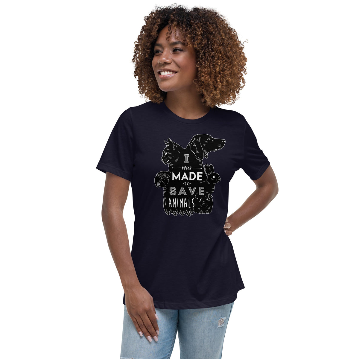 I was made to save animals Women's Relaxed T-shirt-Women's Relaxed T-shirt | Bella + Canvas 6400-I love Veterinary