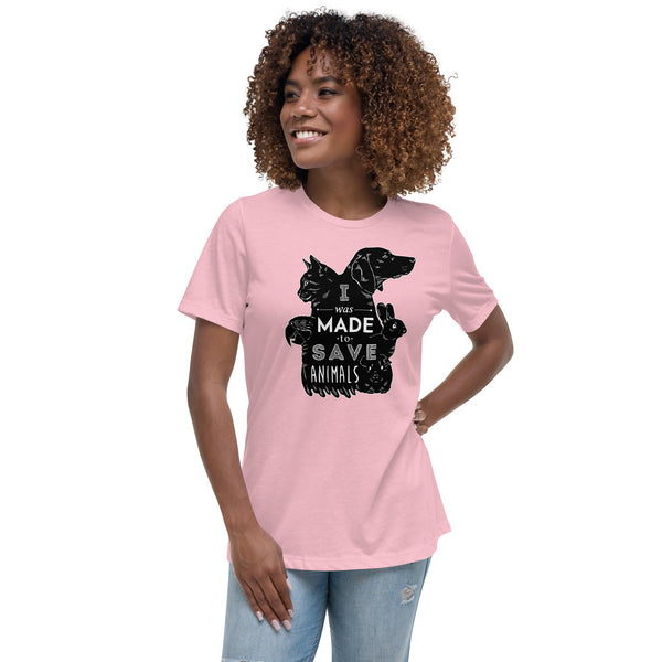 I was made to save animals Women's Relaxed T-shirt-Women's Relaxed T-shirt | Bella + Canvas 6400-I love Veterinary