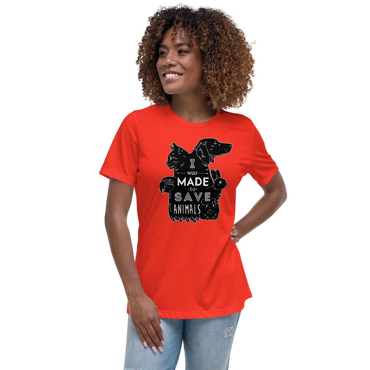 I was made to save animals Women's Relaxed T-shirt-Women's Relaxed T-shirt | Bella + Canvas 6400-I love Veterinary