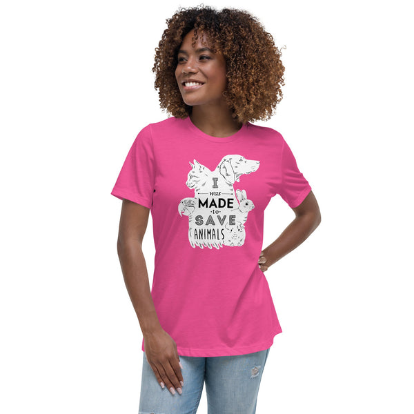 I was made to save animals Women's Relaxed T-Shirt-Women's Relaxed T-shirt | Bella + Canvas 6400-I love Veterinary