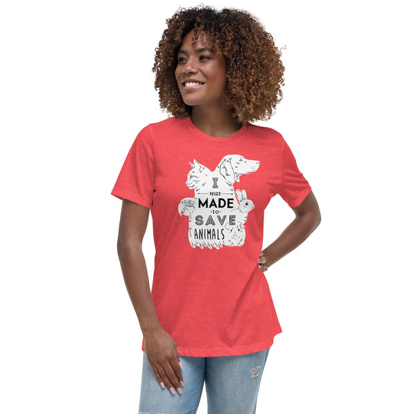 I was made to save animals Women's Relaxed T-Shirt-Women's Relaxed T-shirt | Bella + Canvas 6400-I love Veterinary