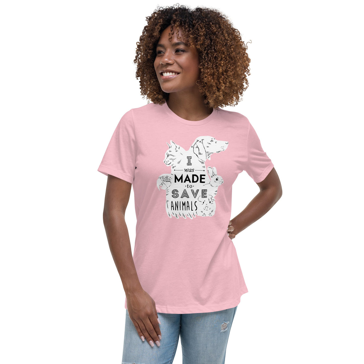 I was made to save animals Women's Relaxed T-Shirt-Women's Relaxed T-shirt | Bella + Canvas 6400-I love Veterinary