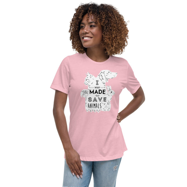 I was made to save animals Women's Relaxed T-Shirt-Women's Relaxed T-shirt | Bella + Canvas 6400-I love Veterinary
