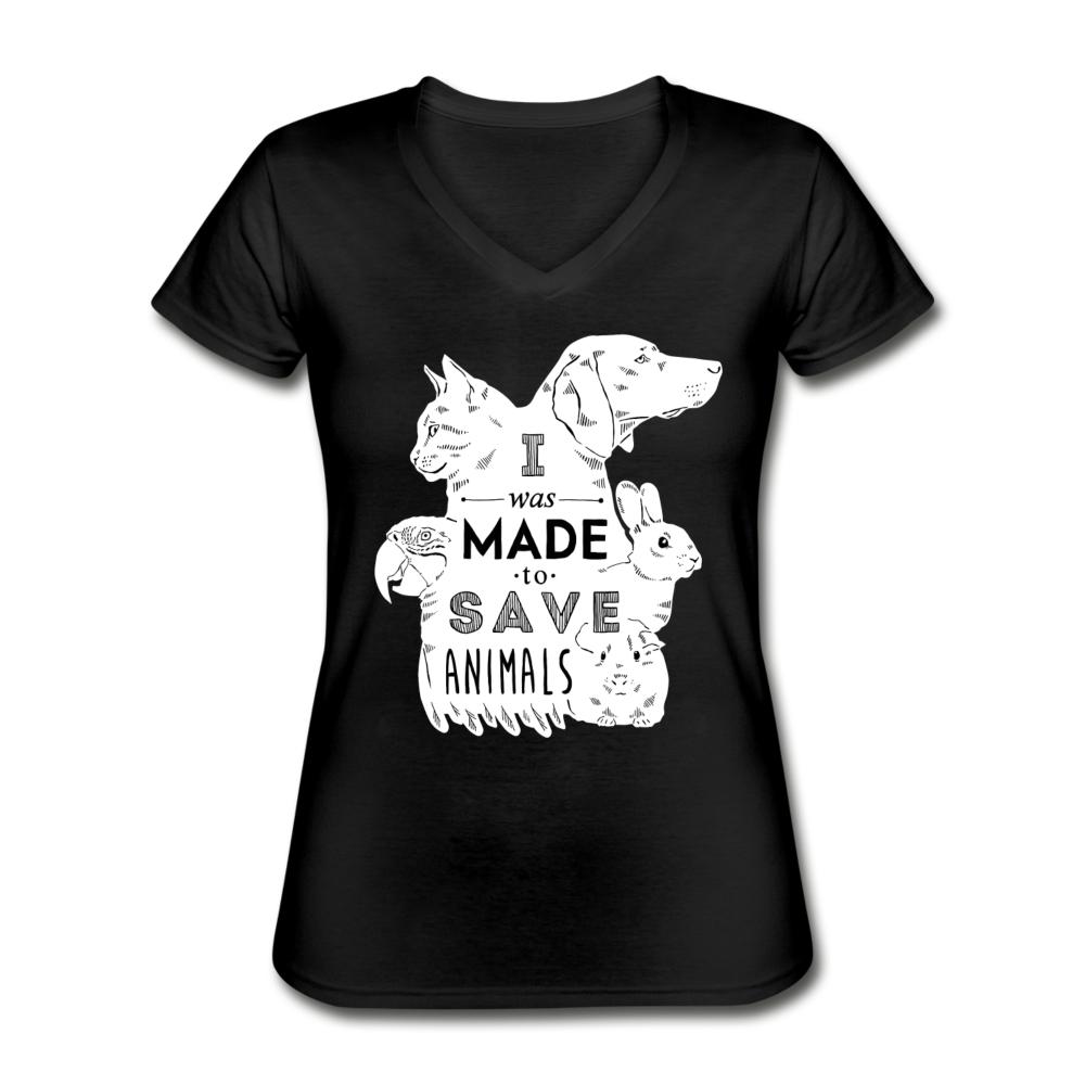 I was made to save animals Women's V-Neck T-Shirt-Women's V-Neck T-Shirt | Fruit of the Loom L39VR-I love Veterinary