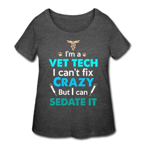 I'm a vet tech I can't fix crazy but I can sedate it Women's Curvy T-shirt-Women’s Curvy T-Shirt | LAT 3804-I love Veterinary