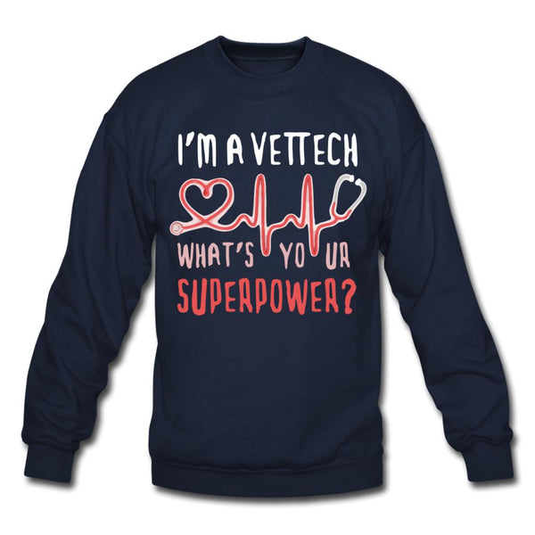 I'm a vet tech, what's your superpower? Crewneck Sweatshirt-Unisex Crewneck Sweatshirt | Gildan 18000-I love Veterinary