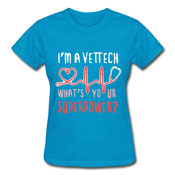 I'm a vet tech, what's your superpower? Gildan Ultra Cotton Ladies T-Shirt-Ultra Cotton Ladies T-Shirt | Gildan G200L-I love Veterinary