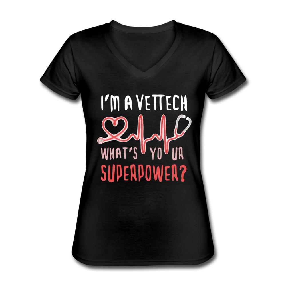 I'm a vet tech, what's your superpower? Women's V-Neck T-Shirt-Women's V-Neck T-Shirt | Fruit of the Loom L39VR-I love Veterinary