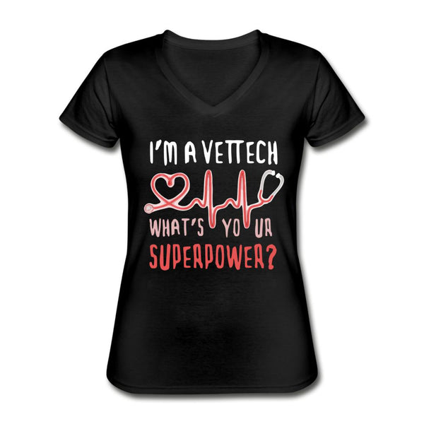 I'm a vet tech, what's your superpower? Women's V-Neck T-Shirt-Women's V-Neck T-Shirt | Fruit of the Loom L39VR-I love Veterinary