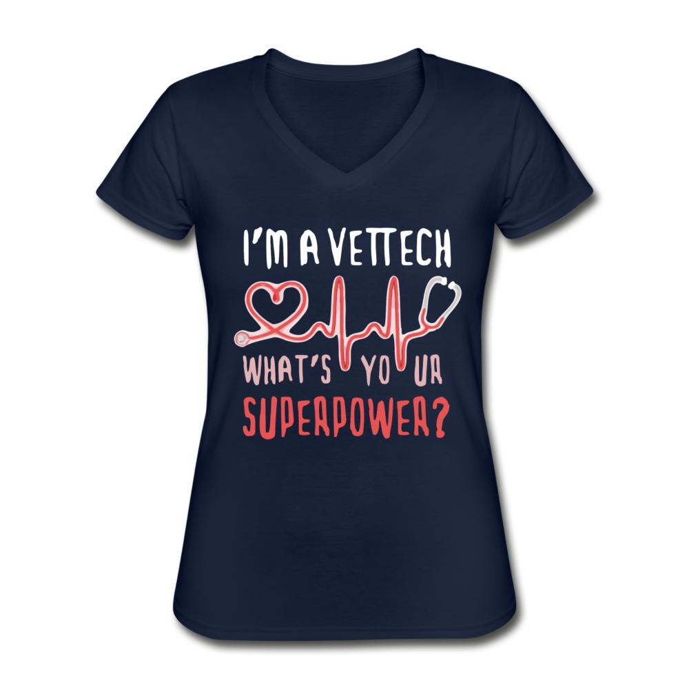 I'm a vet tech, what's your superpower? Women's V-Neck T-Shirt-Women's V-Neck T-Shirt | Fruit of the Loom L39VR-I love Veterinary