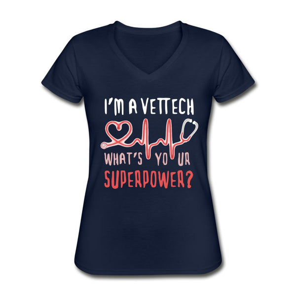 I'm a vet tech, what's your superpower? Women's V-Neck T-Shirt-Women's V-Neck T-Shirt | Fruit of the Loom L39VR-I love Veterinary