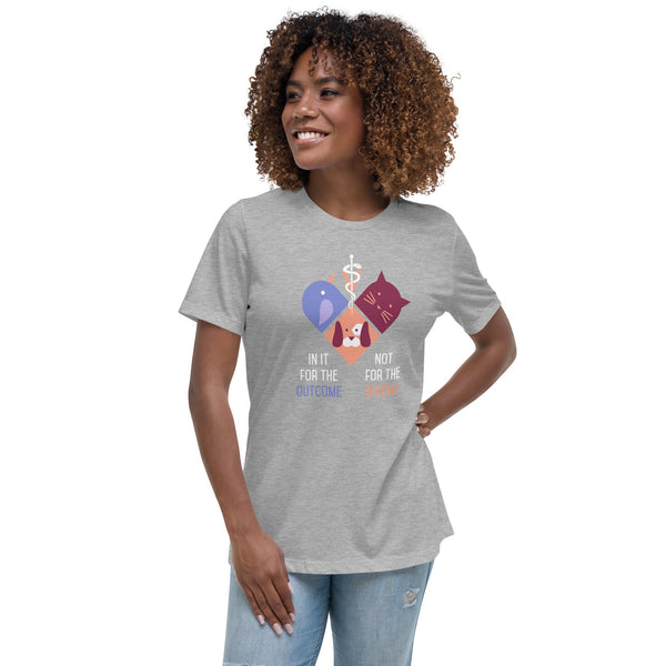 In it for the outcome, not for the income Women's Relaxed T-shirt-Women's Relaxed T-shirt | Bella + Canvas 6400-I love Veterinary
