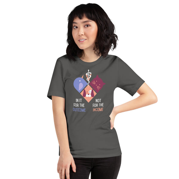 In it for the outcome, not for the income Unisex T-shirt Bella + Canvas 3001-Unisex T-Shirt | Bella + Canvas 3001-I love Veterinary