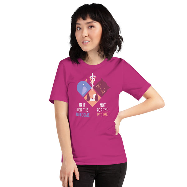 In it for the outcome, not for the income Unisex T-shirt Bella + Canvas 3001-Unisex T-Shirt | Bella + Canvas 3001-I love Veterinary