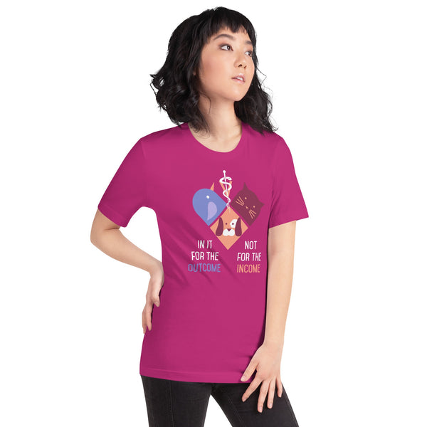 In it for the outcome, not for the income Unisex T-shirt Bella + Canvas 3001-Unisex T-Shirt | Bella + Canvas 3001-I love Veterinary