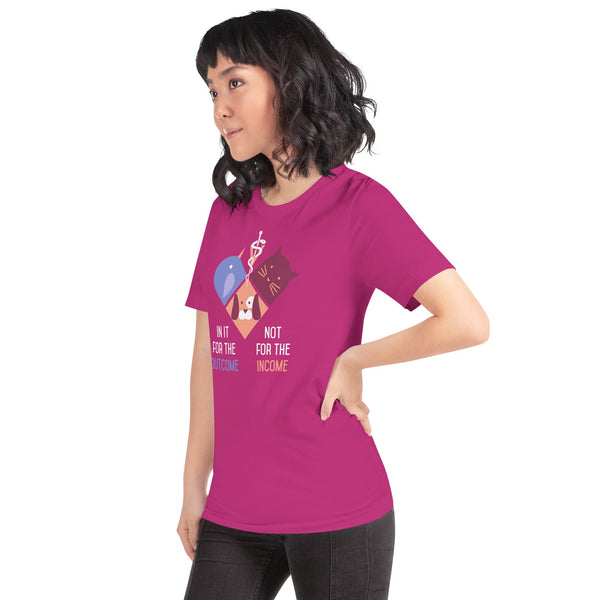 In it for the outcome, not for the income Unisex T-shirt Bella + Canvas 3001-Unisex T-Shirt | Bella + Canvas 3001-I love Veterinary