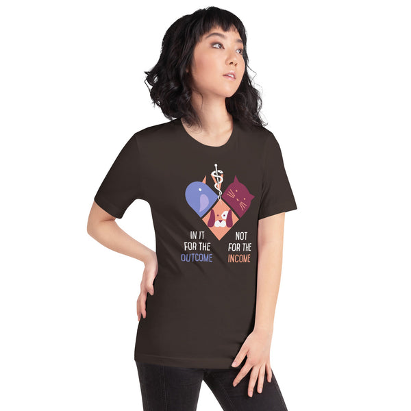 In it for the outcome, not for the income Unisex T-shirt Bella + Canvas 3001-Unisex T-Shirt | Bella + Canvas 3001-I love Veterinary