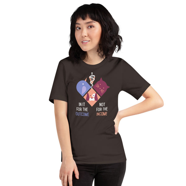 In it for the outcome, not for the income Unisex T-shirt Bella + Canvas 3001-Unisex T-Shirt | Bella + Canvas 3001-I love Veterinary