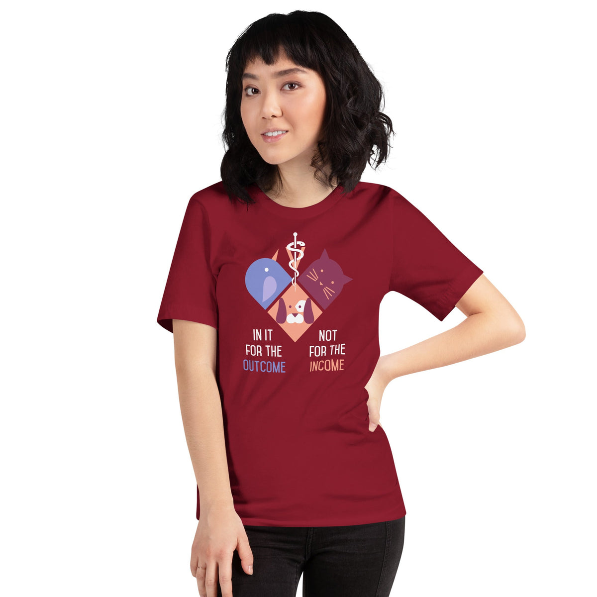 In it for the outcome, not for the income Unisex T-shirt Bella + Canvas 3001-Unisex T-Shirt | Bella + Canvas 3001-I love Veterinary