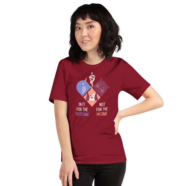 In it for the outcome, not for the income Unisex T-shirt Bella + Canvas 3001-Unisex T-Shirt | Bella + Canvas 3001-I love Veterinary