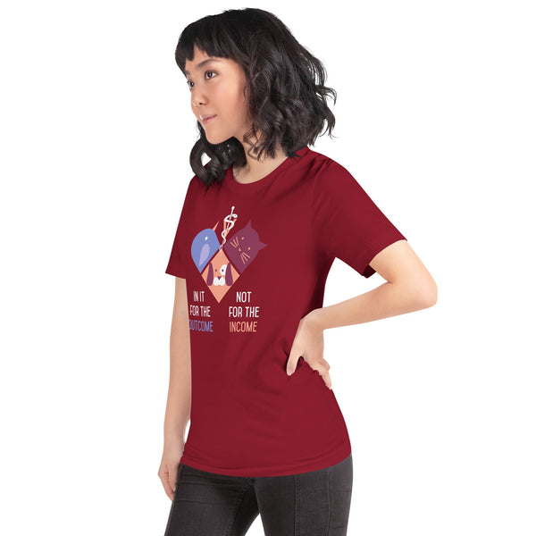 In it for the outcome, not for the income Unisex T-shirt Bella + Canvas 3001-Unisex T-Shirt | Bella + Canvas 3001-I love Veterinary