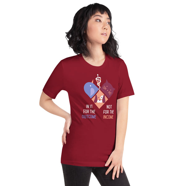 In it for the outcome, not for the income Unisex T-shirt Bella + Canvas 3001-Unisex T-Shirt | Bella + Canvas 3001-I love Veterinary