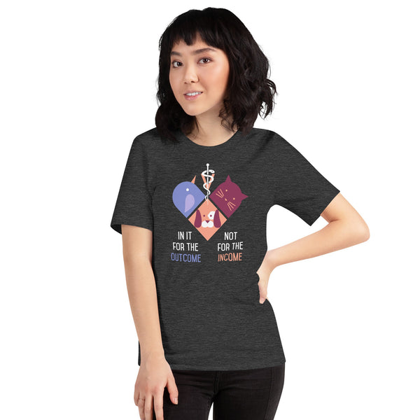 In it for the outcome, not for the income Unisex T-shirt Bella + Canvas 3001-Unisex T-Shirt | Bella + Canvas 3001-I love Veterinary