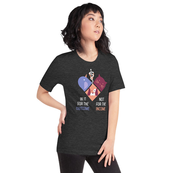 In it for the outcome, not for the income Unisex T-shirt Bella + Canvas 3001-Unisex T-Shirt | Bella + Canvas 3001-I love Veterinary