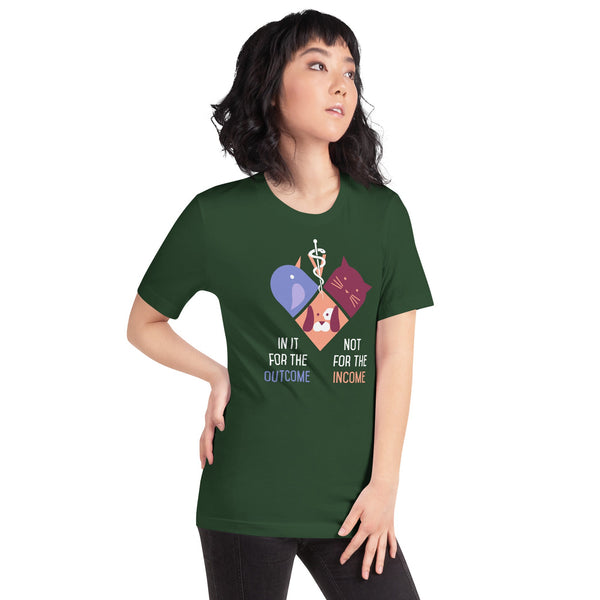 In it for the outcome, not for the income Unisex T-shirt Bella + Canvas 3001-Unisex T-Shirt | Bella + Canvas 3001-I love Veterinary