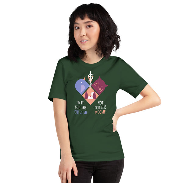 In it for the outcome, not for the income Unisex T-shirt Bella + Canvas 3001-Unisex T-Shirt | Bella + Canvas 3001-I love Veterinary