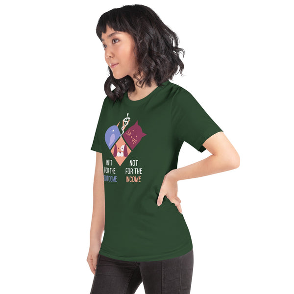 In it for the outcome, not for the income Unisex T-shirt Bella + Canvas 3001-Unisex T-Shirt | Bella + Canvas 3001-I love Veterinary