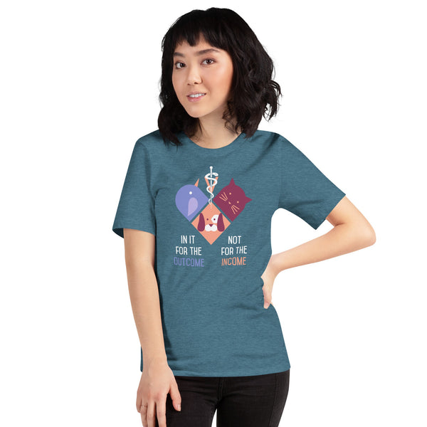 In it for the outcome, not for the income Unisex T-shirt Bella + Canvas 3001-Unisex T-Shirt | Bella + Canvas 3001-I love Veterinary