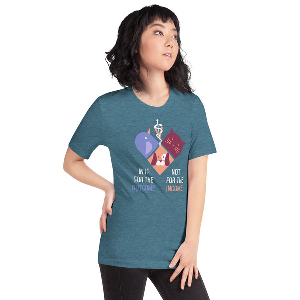 In it for the outcome, not for the income Unisex T-shirt Bella + Canvas 3001-Unisex T-Shirt | Bella + Canvas 3001-I love Veterinary