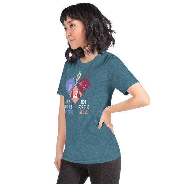 In it for the outcome, not for the income Unisex T-shirt Bella + Canvas 3001-Unisex T-Shirt | Bella + Canvas 3001-I love Veterinary